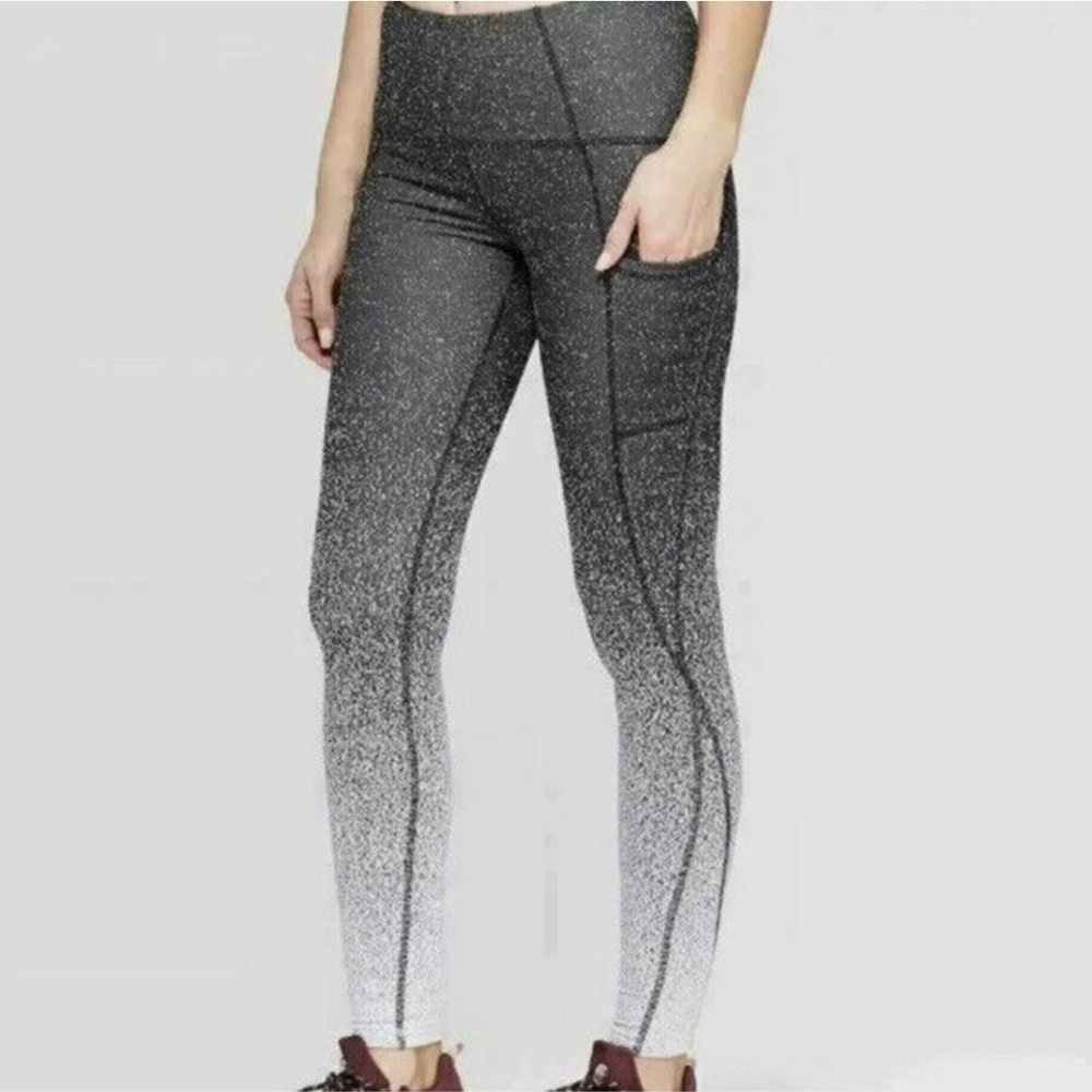Champion Ombre High-Rise Athletic Leggings – Black to White Gradient, Size M